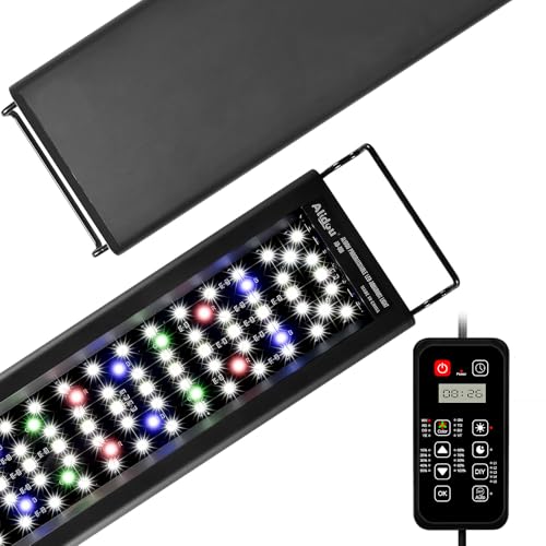 Advanced 7-Row LED Aquarium Light, Easy Setup Controller, Auto On Off Full Spectrum Fish Tank Light, 24/7 Lighting Cycle, 8 Colors, 10 Level Dimming, 26W for 18"-24" Freshwater Planted Tank - size: 18-24 inches