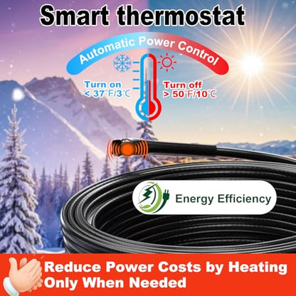 HEATIT Water Line Heat Tape - All-Season Pipe Freeze Protection, Hassle-Free Installation Heat Trace For Pipes, CSA & ETL Approved, Energy-Saving, Versatile, Long-Lasting HISD 12ft, 7w/ft, 120V - style: 12 Feet
