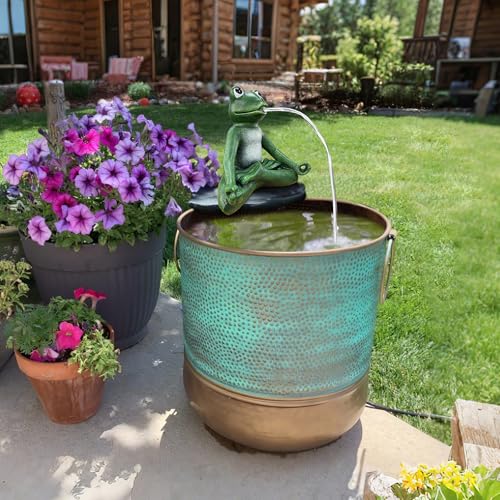 NFESOLAR Zen Meditation Frog Spitter Fountain for Water Feature | Frog Fountain with Clear Tubing, Never Rust or Crack for Ponds, Water Gardens N9711 - size: Zen Meditation Frog