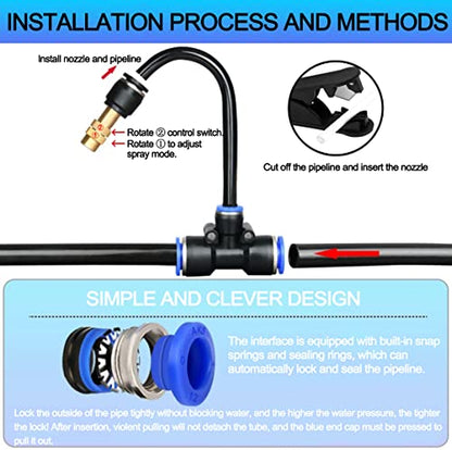 131FT Drip Irrigation Kit, Automatic Garden Watering System with Tool-Free Quick Connectors, 360° Bending Drippers & Copper Misting Nozzles for Greenhouse, Patio, Lawn & Vegetable Garden. (40M) - size: 40M