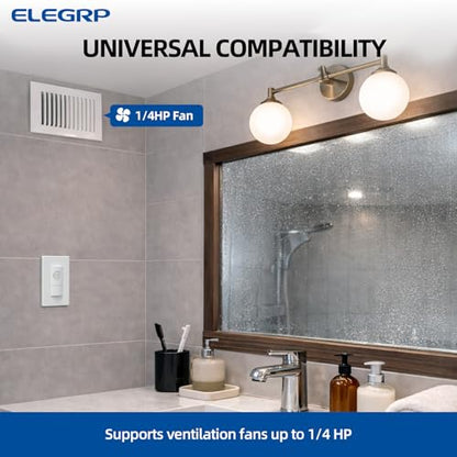 ELEGRP Humidity Sensor Switch for Exhaust Fan, Bathroom Moisture Control, Automate Ventilation, Air Circulation, Ground Wire Required, Single Pole, White, 1 Pack - style: Fan Control Only