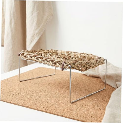 jojofuny Bearded Dragon Bed with Sea Grass Material, Rectangle Shape Climbing Habitat Decor, Wear-Resistant Lizard Hammock for Bearded Dragon and Leopard Gecko Tank or Outdoor Frog Habitat