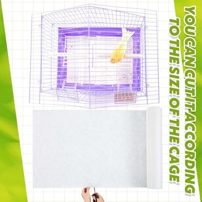 Drydiet 100 ft x 22 Inch Bird Cage Liner Disposable Cages Cushion Pad Mat Precut Absorbent Bird Cage Paper Large Parakeet Cage Liners Accessories for Pet Animal Bird Parrot (White) - size: 100 ft x 22 Inch