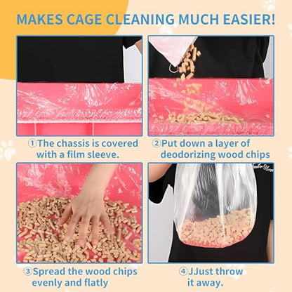 Disposable Cage Liner Bags (100-Pack) – 19'' X 11'' Clear Plastic Rabbit Cage Liners, Leak-Proof Toilet Film for Bunny, Guinea Pig, Hamster, Hedgehog & Small Animals – Universal Crate Tray Covers for - size: 1 Count (Pack of 100)