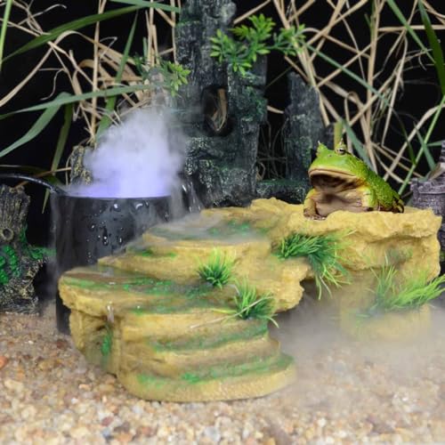Adjustable Mist Maker with LED and Splash Guard, Fogger Water Fountain Pond Fog Machine Atomizer Air Humidifier, 350ml/H, Water Feature, Halloween and Other Holiday Decorations., Small, Black