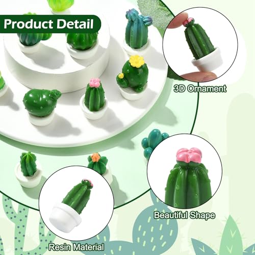 24 pcs 12 Styles Mini Cactus Resin Figurines Green Potted Plant Dollhouse Accessories for DIY Micro Landscape Fairy Garden Accessories - color: 24pcs-17~28x17.5~22.5x23~39mm-resin Cactus Figurines
