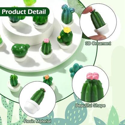 24 pcs 12 Styles Mini Cactus Resin Figurines Green Potted Plant Dollhouse Accessories for DIY Micro Landscape Fairy Garden Accessories - color: 24pcs-17~28x17.5~22.5x23~39mm-resin Cactus Figurines