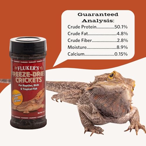 Fluker's Freeze Dried Crickets, Ideal for Reptiles, Birds, and Fish, Packed with Protein and Essential Nutrients, 1.2 oz