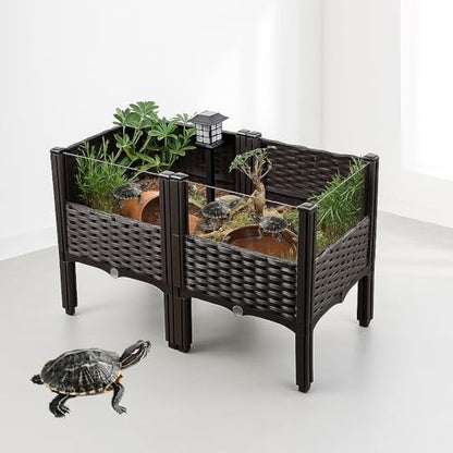 Elevated Turtle Habitat Box, Black Woven Design, 2-Tier Elevated Combination, with The Option to Increase The Number of Combinations, Turtle Habitat, Breeding Box
