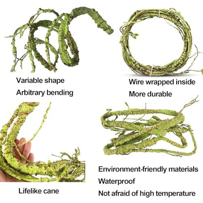 kathson 2 PCS Reptile Corner Branch with Suction Cup, Lizard Climb Branches Decor Reptile Vines Plants Flexible Bendable Jungle Climbing Vine