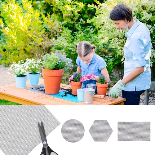 10pcs Flower Pot Hole Mesh Pad, 11.8x7.8 Inch Bonsai Mesh Drainage Screens Plant Pot Drainage Mesh Plant Screen Mesh Preventing Soil Leakage - color: Black