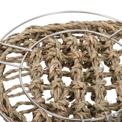 ULTECHNOVO Bearded Dragon Bed 7.3" Reptile Lounger Hammock with Straw Woven Platform and Metal Frame Elevated Basking Platform for Small Animals in Mesh or Acrylic Enclosures