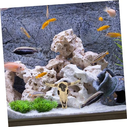 Novelty Cow Skull Resin Aquarium Decoration Durable Fish Tank Ornament for Reptiles Fish Unique Landscape Decor Easy Installation Break Resistant Design