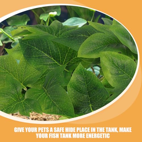 BESPORTBLE 2pcs Artificial Hanging Plant Pendant with Suction Cup for Reptile Terrarium Habitat Decor, 46 Leaves Monstera and Sweet Potato Vine Simulated Plastic Plants for Amphibians