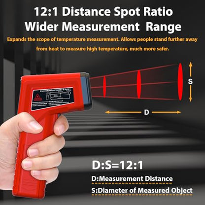 FKM Laser Thermometer Gun Non-Contact Infrared Temperature Gun,-58°F~986°F(-50°C~530°C) AdjustableEmissivity,Digital Thermometer Gun for Industrial,Kitchen Cooking,Oven,Automotive,HVAC,Not for Human - style: -58°F~986°F