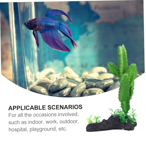 Artificial Aquarium Cactus Plant Simulation Plastic Fish Tank Decor Ornament for Home and Reptile Terrarium Landscaping
