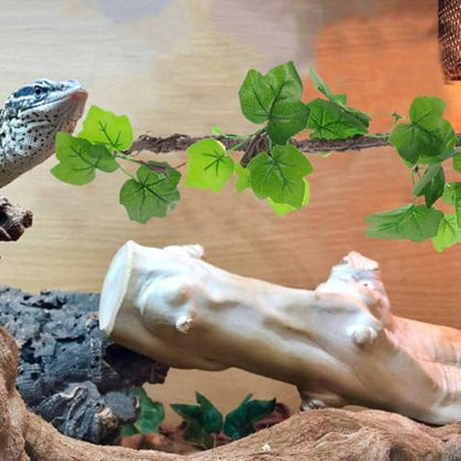 Beavorty 2pcs Artificial Reptile Climbing Branches with Suction Cups, Flexible Green Plastic Jungle Vines for Terrarium and Reptile Tank Decoration, for Lizards and Pets