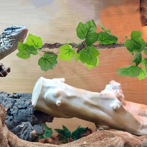 HANABASS 2pcs Artificial Reptile Vines for Terrarium with Suction Cups, Flexible Plastic Climbing Branches, Green Decorative Plants for Snake and Gecko Habitat in Reptile Tank