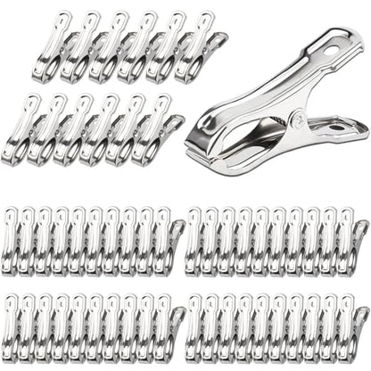 JULMELON 25 PCS Greenhouse Clips, 2.2 Inch Stainless Steel Garden Clips, Heavy Duty Row Cover Clips with Large Open Strong Grip for Fixing Netting Cover Film,Shade Cloth Film Plant Netting