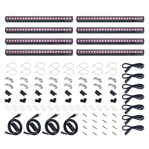 Barrina T5 Grow Lights, LED Grow Lights with Black Cover, Full Spectrum Grow Light Strips, 1ft Pinkish White Plant Lights for Indoor Plants, Greenhouses, Plant Displays, Linkable Design, 8 Packs - color: Pinkish White, size: 1FT-Black Cover