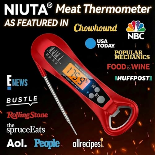 Therm Pro® Chef Meat Thermometer Digital, 1 Sec Instant Read, NIST® Certified Accurate to ±0.5℉, Ultra Bright LED Screen, 100% Waterproof, Auto-Rotate, for courtyard BBQ, Turkey, Candy, Liquids, bread