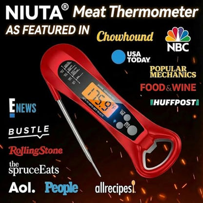 Therm Pro® Chef Meat Thermometer Digital, 1 Sec Instant Read, NIST® Certified Accurate to ±0.5℉, Ultra Bright LED Screen, 100% Waterproof, Auto-Rotate, for courtyard BBQ, Turkey, Candy, Liquids, bread