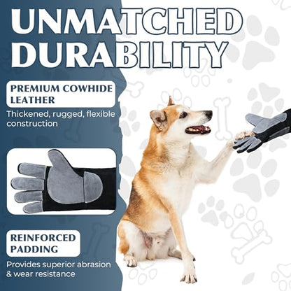 HANDLANDY Animal Handling Gloves, Bite-Proof, Scratch-Resistant, Pet Gloves for Dogs, Cats, Falconry, Gardening - color: Black Gray, size: 24 Inches