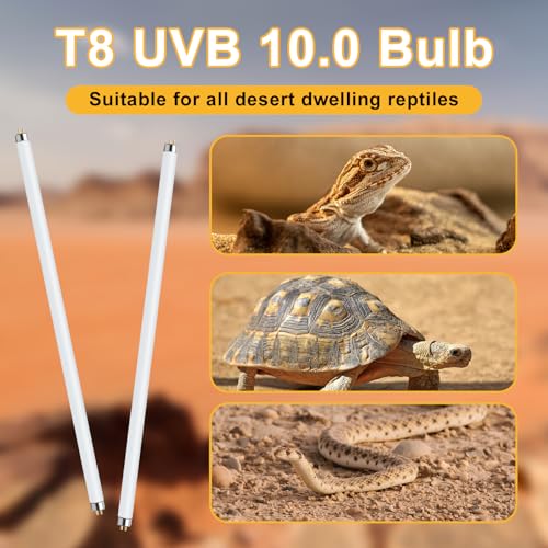 LUCKY HERP T8 18W UVB 10.0 Reptile Light, UVA UVB Reptile Light Bulb 2 Pack, Fluorescent Lamp for Reptiles Amphibians Lizards Chameleons - size: 24inch 10.0
