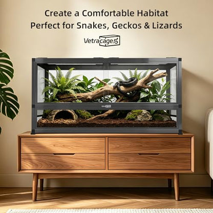36x18x18 Glass Reptile Terrarium, 50 Gallon Aluminum Frame Reptile Enclosure with Waterproof Base, Sliding Doors, Screen Top & Stackable Design for Snakes Geckos Lizards - size: Bioactive-36X18X18INCH