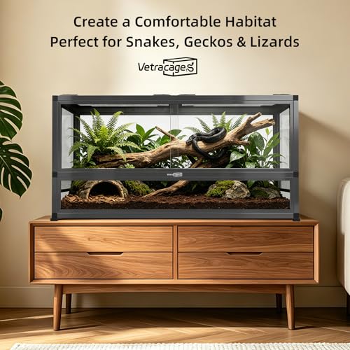 36x18x18 Glass Reptile Terrarium, 50 Gallon Aluminum Frame Reptile Enclosure with Waterproof Base, Sliding Doors, Screen Top & Stackable Design for Snakes Geckos Lizards - size: Bioactive-36X18X18INCH