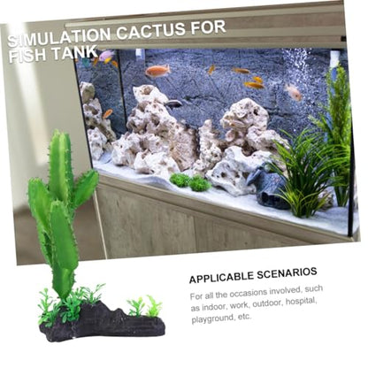 Artificial Aquarium Cactus Plant Simulation Plastic Fish Tank Decor Ornament for Home and Reptile Terrarium Landscaping