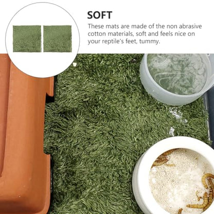 2pcs Green Moss Carpets for Reptiles Amphibians and Tortoises Moisturizing Fake Lawn Mats for Terrariums Easy to Use Cuttable Double-Sided Water Absorbent