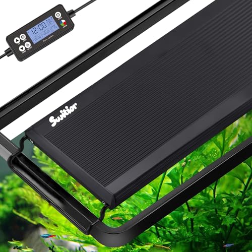 24/7 LED Aquarium Light, IP68 Waterproof Extendable Bracket Fish Tank Light with Timer, 7 Colors, 10 Level Adjustable Brightness, DIY Mode Full Spectrum Aquarium Plant Light for 36-42 Inch Fish Tank - size: 36"-42"
