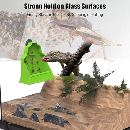 5.5"x2.5"x5.5" Reptile Corner Insect Feeder, Anti-Escape Feeding Bowl with Suction Cup, Space-Saving PVC Worm Dish for Compact Terrariums, Geckos and Frogs - size: Small