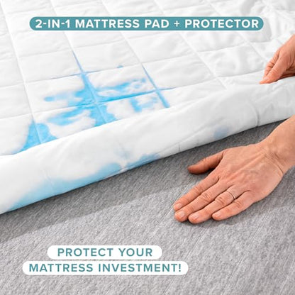 Bare Home Waterproof Quilted Mattress Protector - Cooling Mattress Pad - Protects Against Spills - Easily Washable - Elastic Fitted Mattress Cover - Stretch-to-Fit up to 15 Inches Deep (Full XL) - color: White, size: Full XL (Mattress Pad)