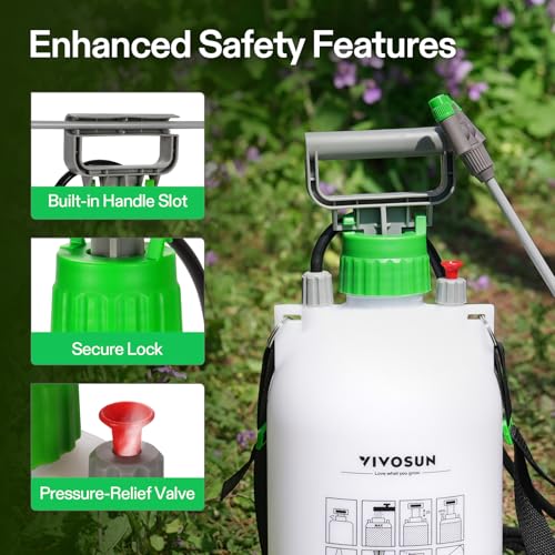 VIVOSUN 1 Gal/4L Pump Sprayer, Garden Water Sprayer for Plants, Weeds & Lawn Care, with 3 Nozzles, 50'' Long Hose & Pressure Relief Valve - size: 1.0 gal