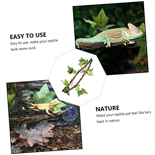2pcs Bendable Reptile Jungle Vines with Suction Cups Durable Habitat Decor for Terrarium Artificial Leaves for Lizard Snake Gecko More Realistic Simulation Plants
