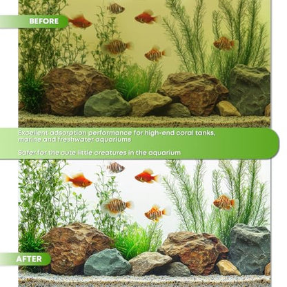 MagTool Aquarium Activated Carbon, Natural Coconut Shell Activated Charcoal for Freshwater, Planted, and Reef Tanks – Removes Odors, Discoloration & Impurities(1000ml with Fine Mesh Bag)