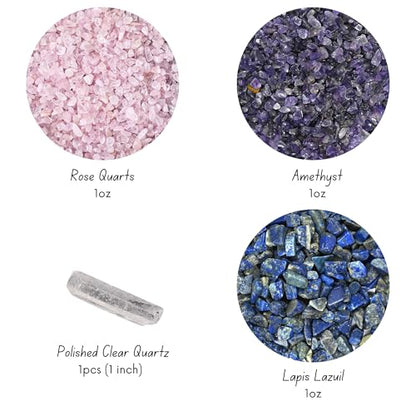 Cute Farms Terrarium Starter Kit | Moss, Vermiculite, Soil, Pebbles, Plant Food, & Finishing Tools (Large Kit + Live Plants + Crystals) - size: Large Kit + Live Plants + Crystals