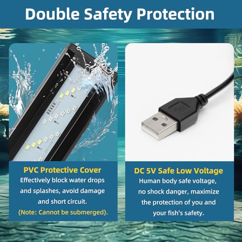 DaToo LED Aquarium Light Full Spectrum Fish Tank Light with Dimmer White Blue Red Green LEDs Fish Tank Light with Three Lighting Modes and Extendable Bracket for 12 Inch to 16 Inch Aquarium - size: 12~16 Inch