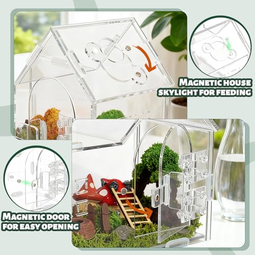 Jumping Spider Enclosure Small Acrylic Spider Cage Insect Terrarium Bug Enclosure Tarantula Enclosure Reptile Terrarium for Snail, Mantis, Lizard, and Small Reptiles - Big House Shape