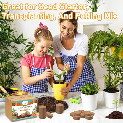 Legigo 50 PCS 40mm Coco Coir Pellets Potting Soil Mix- Compressed Coconut Coir Discs Seed Starting Soil Pellets, Coco Peat Soil Pods for Indoor & Outdoor Plants, Gardening Herbs Bonsai and Vegetables - color: 40mm