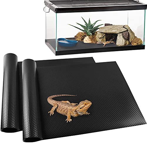 Reptile Carpet, Reptile Mat, Bearded Dragon, Leopard Gecko Substrate,Bearded Dragon Tank Flooring, Snake,Tortoise Bedding, Bearded Dragon Tank Accessories (18"X 79", 2 PCS) - color: Black 18"×79", size: 2 PCS