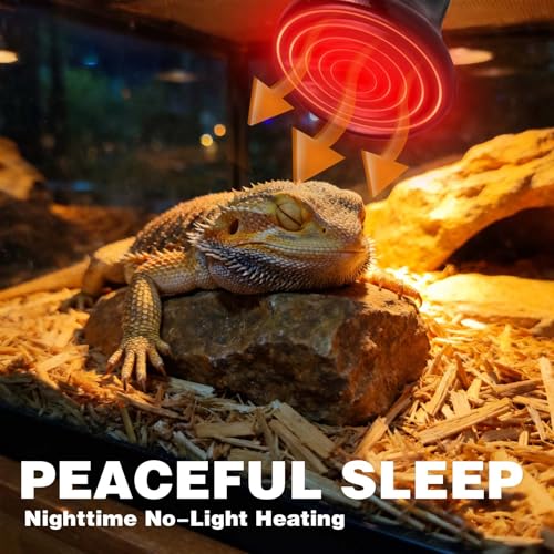 25W Ceramic Heat Emitter (2-Pack) - Reptile Heat Lamp, No Light Emitting Coil Bulb for Reptile Tanks, Terrariums, Brooders & Chicken Coops - E26 Base for Turtle, Lizard, Bearded Dragon, Snake