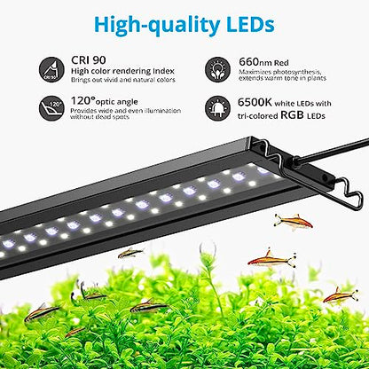 NICREW C10 24/7 LED Aquarium Light for Plants, 30-36 Inches, Full Spectrum Fish Tank Light with Timer, Brightness Adjustable - size: 30 - 36 in