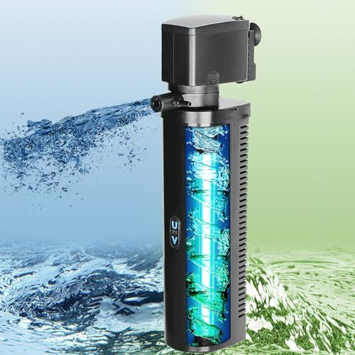 Large Aquarium U-V Filter for 100-500 Gallon, Pond Filter Green Clean Machine Submersible DC 24V Powerful Pump Canister Filter for Turtle Tank Koi Coral Fish Saltwater Freshwater Crystal Clear - size: Extra Large-(for 100-500 Gallon)