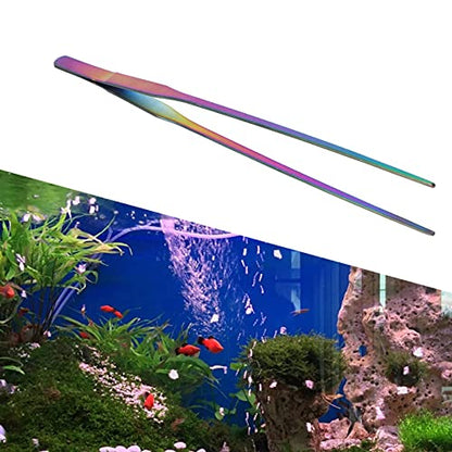 Aquarium Tweezers,27cm Long Multipurpose Tongs Stainless Steel Fish Long Tweezers Planted Tongs Feeding Tools for Kitchen Reptiles (27cm straight clip) - size: 27cm straight clip