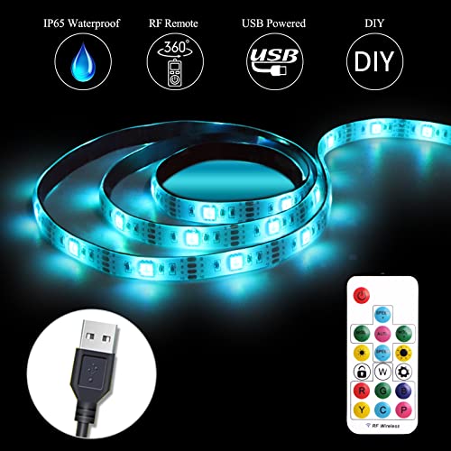USB Powered LED Strip Light Rainbow TV Backlight 9.8FT/3M RGB Chasing Led Lights Waterproof USB Lights Strip with RF Remote TV/PC Background Bias Lighting Cuttable Strip Lights for DIY Decoration - size: RGB+9.8FT/3M