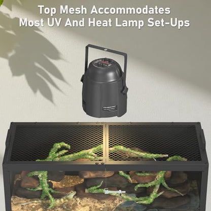 YBING 20 Gallon Reptile Terrarium - Bearded Dragon Tank with Glass Door, Front Opening Reptile Tank 28" x 12"x 12", Metal Frame, Terrarium Habitat for Geckos, Lizard, Snakes, Turtles