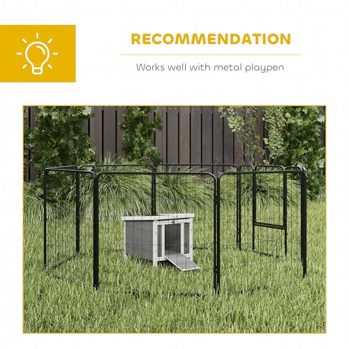 PawHut Small Wooden Rabbit Hutch Bunny Cage Guinea Pig Cage Duck House Dog House with Openable & Waterproof Roof, for Rabbits, Chickens, Ducks, Gray - color: Grey